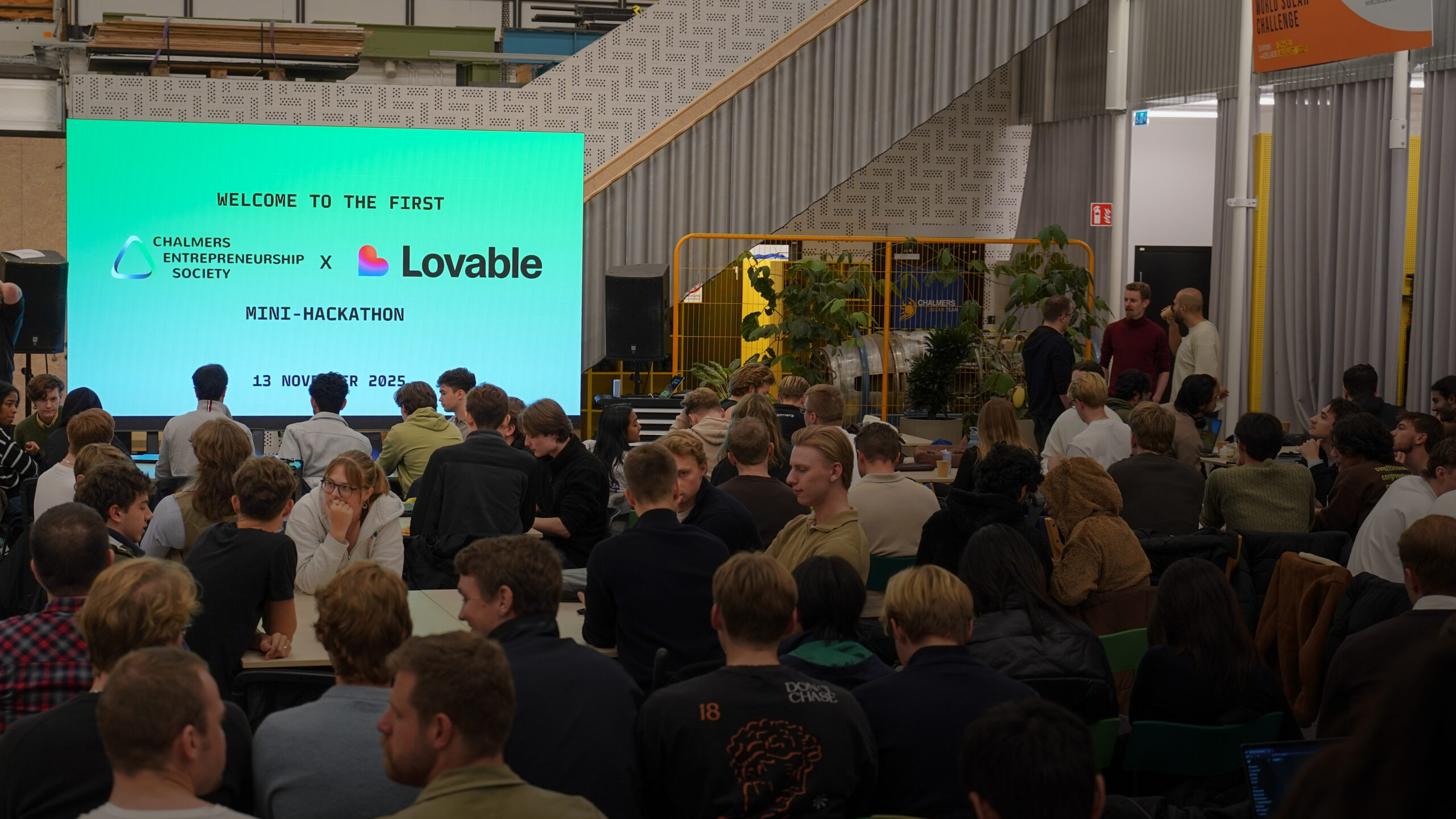 Students at a CES x Lovable mini-hackathon